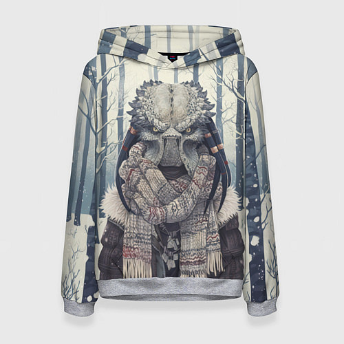 Женская толстовка Хищник в зимнем лесу / 3D-Меланж – фото 1