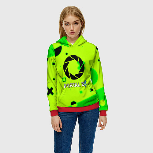 Женская толстовка Portal 2 geometry steel / 3D-Красный – фото 3