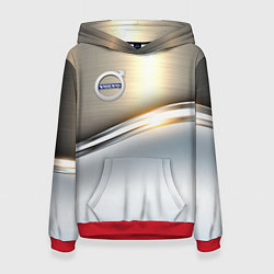 Толстовка-худи женская Volvo жёлтый метал, цвет: 3D-красный