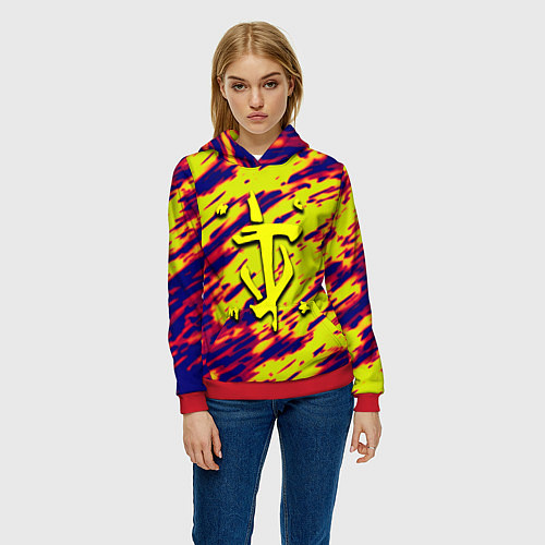 Женская толстовка Doom огненный паттерн / 3D-Красный – фото 3