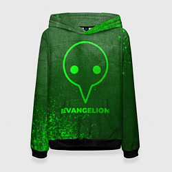 Толстовка-худи женская Evangelion - green gradient, цвет: 3D-черный