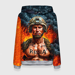 Толстовка-худи женская Воин России, цвет: 3D-меланж