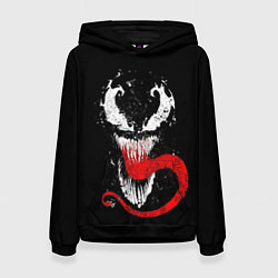 Толстовка-худи женская Лицо Венома, цвет: 3D-черный