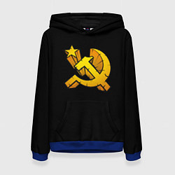 Толстовка-худи женская СССР серп и молот лого, цвет: 3D-синий
