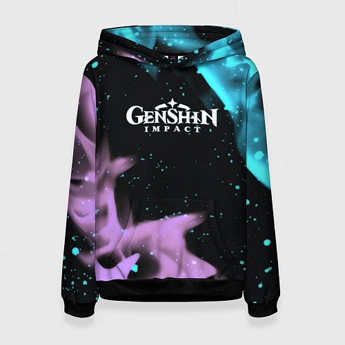 Женская толстовка Genshin Impact flame neon / 3D-Черный – фото 1