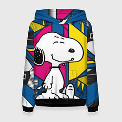 Толстовка-худи женская Снупи поп-арт, цвет: 3D-черный