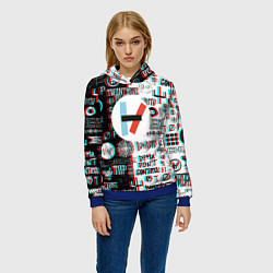 Толстовка-худи женская Twenty one pilots glitch pattern, цвет: 3D-синий — фото 2