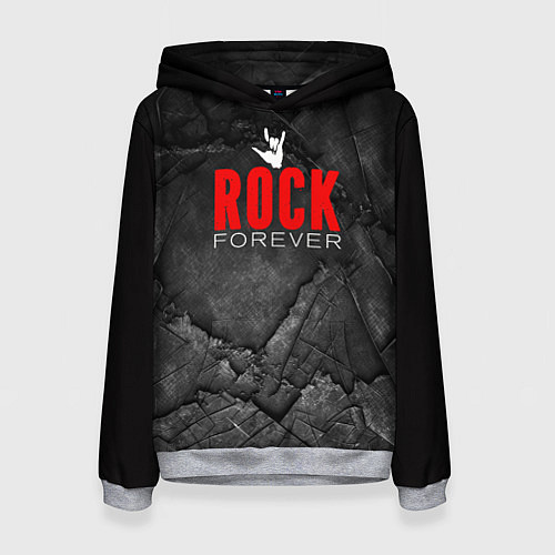 Женская толстовка Rock forever on black / 3D-Меланж – фото 1