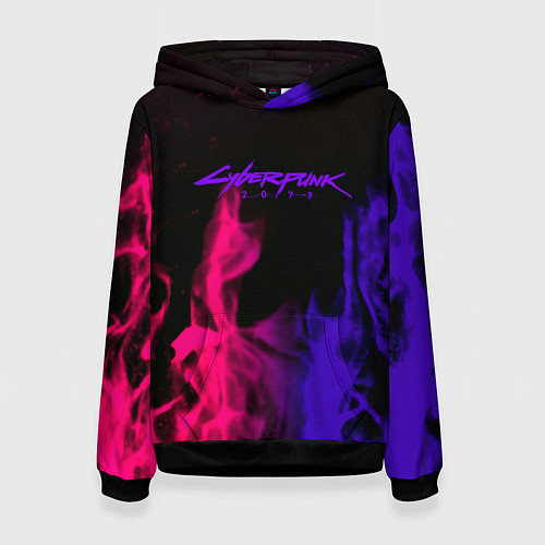 Женская толстовка Cyberpunk 2077 neon flame / 3D-Черный – фото 1