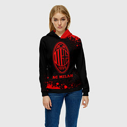 Толстовка-худи женская AC Milan - red gradient, цвет: 3D-черный — фото 2