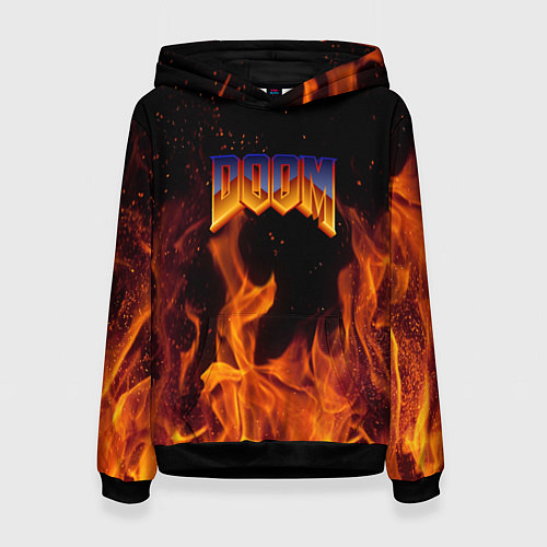 Женская толстовка Doom fire steel logo / 3D-Черный – фото 1