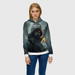 Толстовка-худи женская Stalker 2 взрыв вышки, цвет: 3D-белый — фото 2