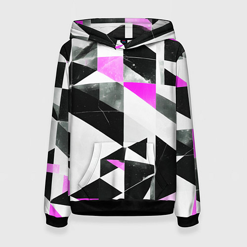 Женская толстовка Black and pink abstraction on a white background / 3D-Черный – фото 1