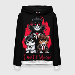 Толстовка-худи женская Death meow cats, цвет: 3D-белый