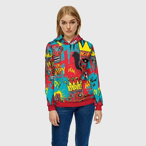 Женская толстовка Абстракция в стиле баския / 3D-Красный – фото 3