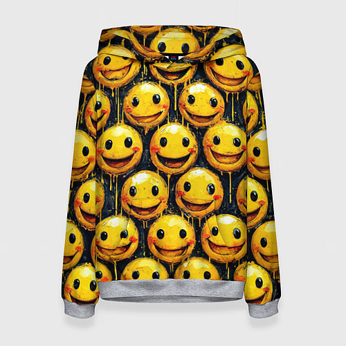 Женская толстовка Смайлы краской с потеками / 3D-Меланж – фото 1