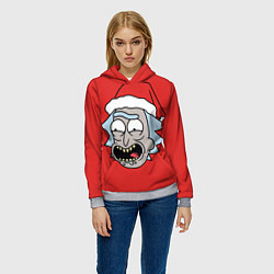 Толстовка-худи женская Рик и Морти новогодний Рик, цвет: 3D-меланж — фото 2