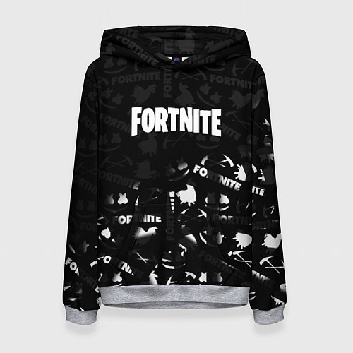 Женская толстовка Fortnite pattern black / 3D-Меланж – фото 1