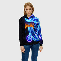 Толстовка-худи женская Doom мистические символы, цвет: 3D-черный — фото 2