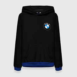 Толстовка-худи женская BMW auto logo, цвет: 3D-синий
