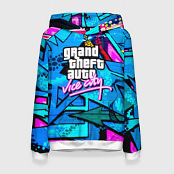 Толстовка-худи женская GTA vice city steel grafity, цвет: 3D-белый