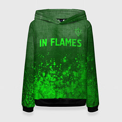 Толстовка-худи женская In Flames - green gradient посередине, цвет: 3D-черный