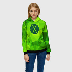 Толстовка-худи женская Exo green poly, цвет: 3D-черный — фото 2