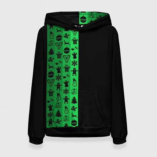 Женская толстовка Новогодние узоры / 3D-Черный – фото 1