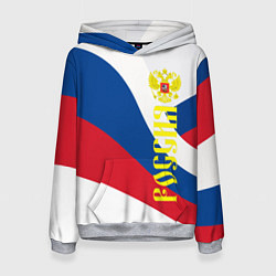 Толстовка-худи женская Флаг России, паттерн, цвет: 3D-меланж