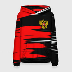 Толстовка-худи женская Россия полосы краски, цвет: 3D-черный
