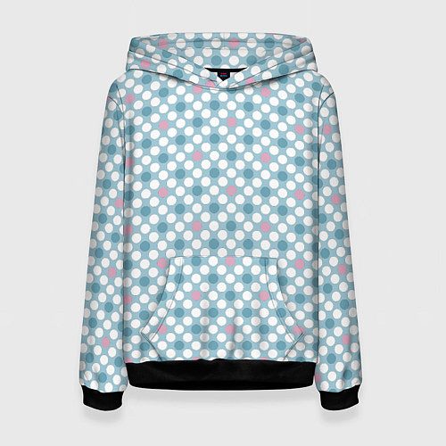 Женская толстовка Белый голубой горошек / 3D-Черный – фото 1