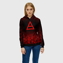 Толстовка-худи женская Thirty Seconds to Mars red poly, цвет: 3D-черный — фото 2