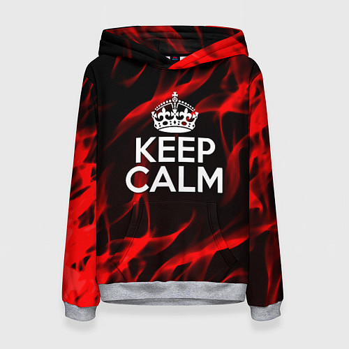 Женская толстовка Keep calm flame red / 3D-Меланж – фото 1