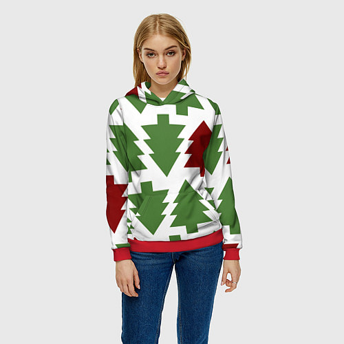 Женская толстовка Елочный новый год / 3D-Красный – фото 3