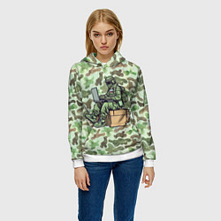 Толстовка-худи женская Русский солдат за ноутбуком, цвет: 3D-белый — фото 2