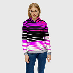 Толстовка-худи женская Разноцветные вертикальные линии, цвет: 3D-меланж — фото 2
