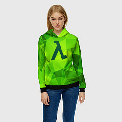Толстовка-худи женская Half-Life green poly, цвет: 3D-черный — фото 2