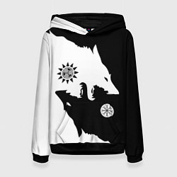 Толстовка-худи женская Волки Одина с воинской символикой, цвет: 3D-черный