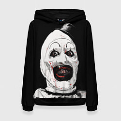Толстовка-худи женская Ужасающий клоун Арт, цвет: 3D-черный