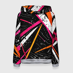 Толстовка-худи женская Разноцветные праздничные линии, цвет: 3D-меланж