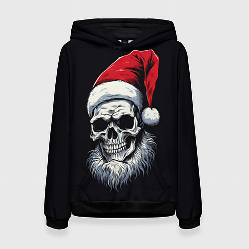 Женская толстовка Santa skull / 3D-Черный – фото 1