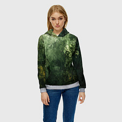 Толстовка-худи женская Зеленый камуфляж с эффектом старины, цвет: 3D-меланж — фото 2