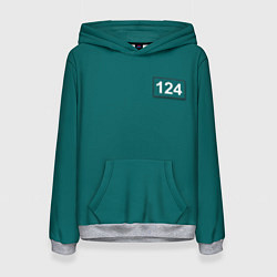Толстовка-худи женская Игрок 124 - Игра в кальмара, цвет: 3D-меланж