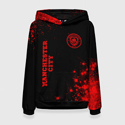 Толстовка-худи женская Manchester City - red gradient вертикально, цвет: 3D-черный