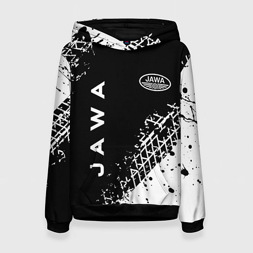 Женская толстовка Jawa - следы от шин / 3D-Черный – фото 1
