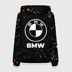 Толстовка-худи женская BMW конфети, цвет: 3D-черный