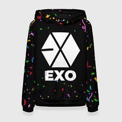 Толстовка-худи женская Exo конфети, цвет: 3D-черный