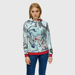 Толстовка-худи женская Crazy waves, цвет: 3D-красный — фото 2
