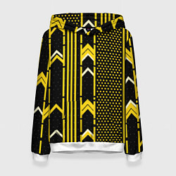 Толстовка-худи женская Жёлтые обои на чёрном фоне, цвет: 3D-белый