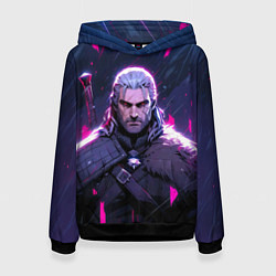 Толстовка-худи женская Geralt - neon rain, цвет: 3D-черный